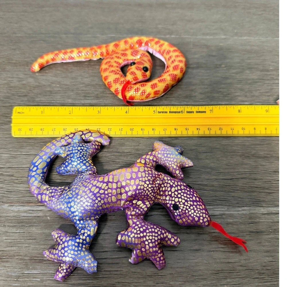 Snake and Lizard Weighted Sand Reptiles Stuffed Animals Glitter Toy Set 2pc